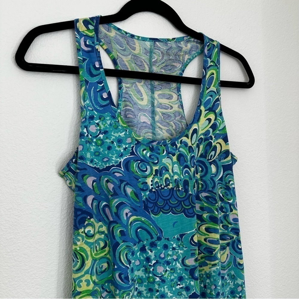 Lilly Pulitzer Melle Racerback Dress 100% Cotton Lagoon Green Blue Size S Women - Picture 6 of 10
